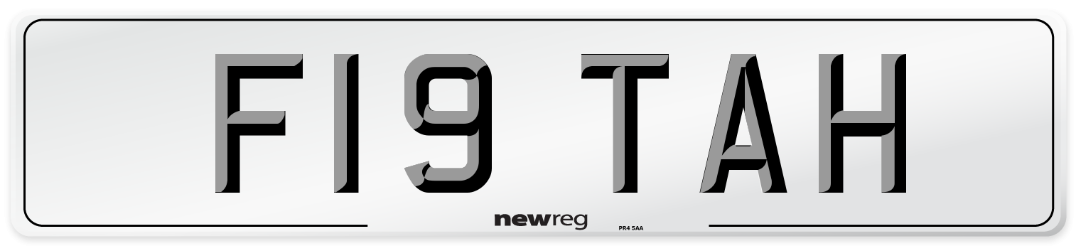 F19 TAH Number Plate from New Reg